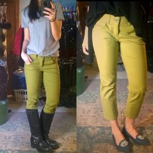 Athleta Frontier Capri Stretch Crop Jeans green